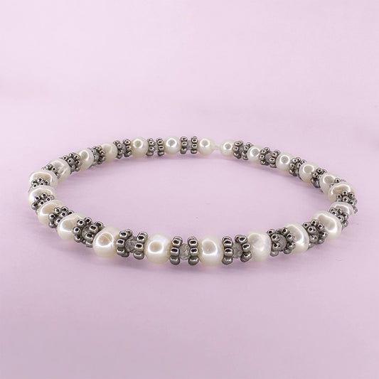 Depths Labradorite & Freshwater Pearl Stretch Bracelet